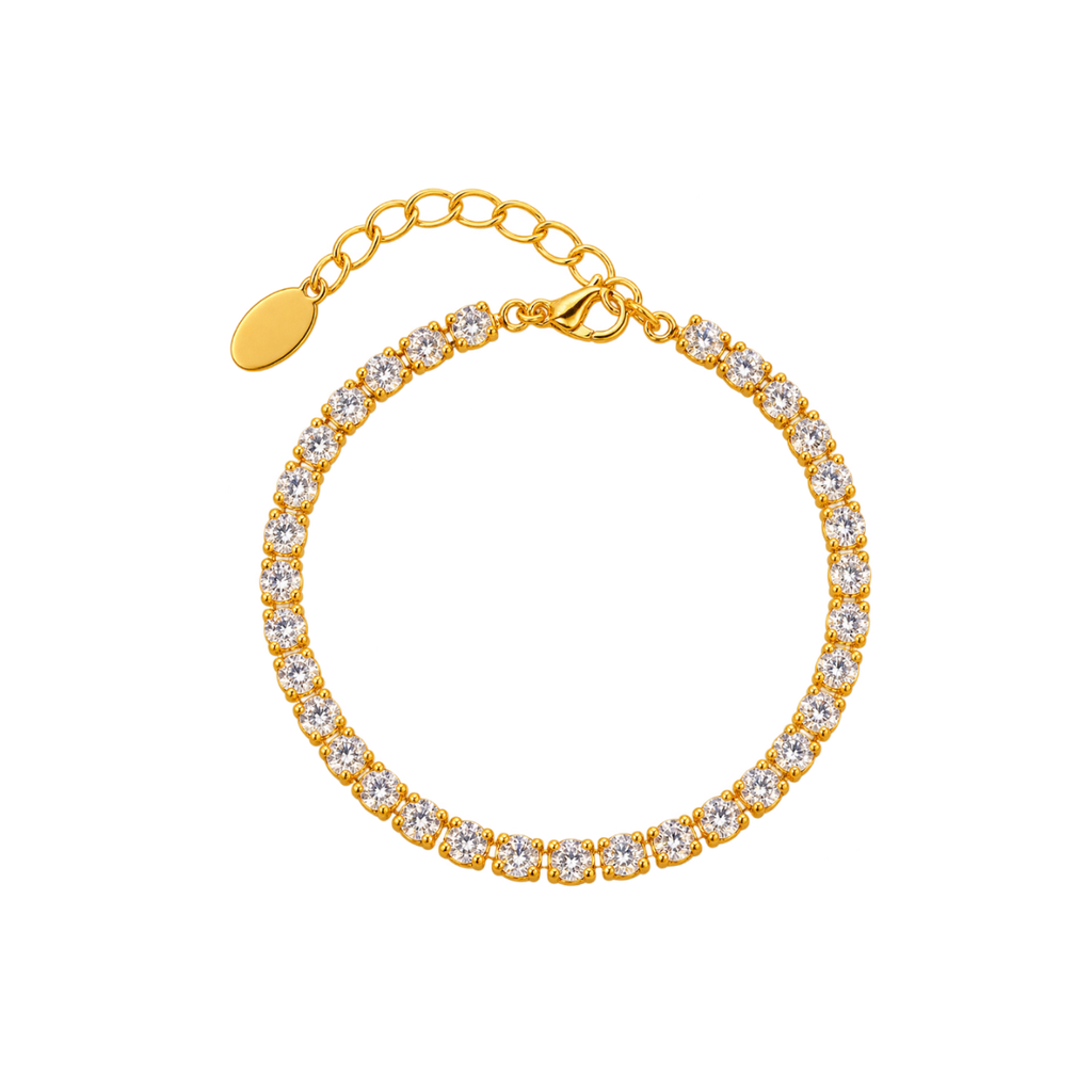 18K Gold-Plated Crystal Tennis Bracelet