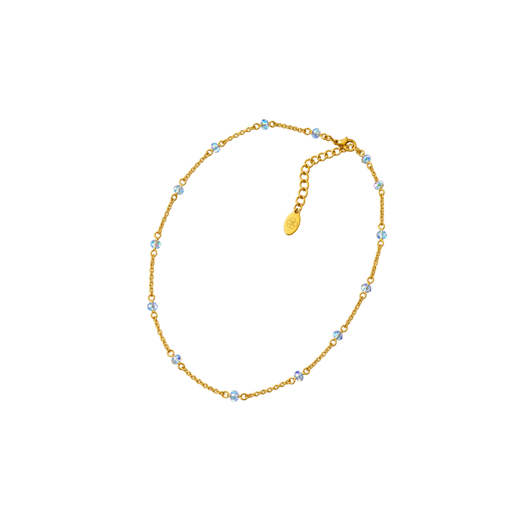 18K Gold-Plated Sky Blue Crystal Choker Necklace