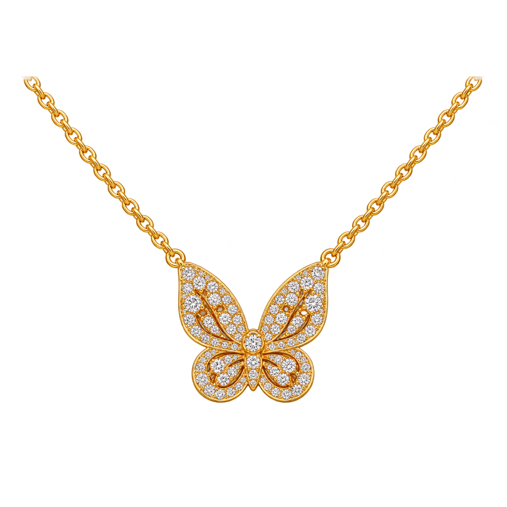 24K Gold-Plated Crystal Butterfly Necklace