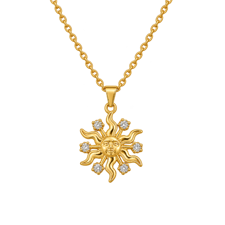 24K Gold-Plated Crystal Sun Necklace