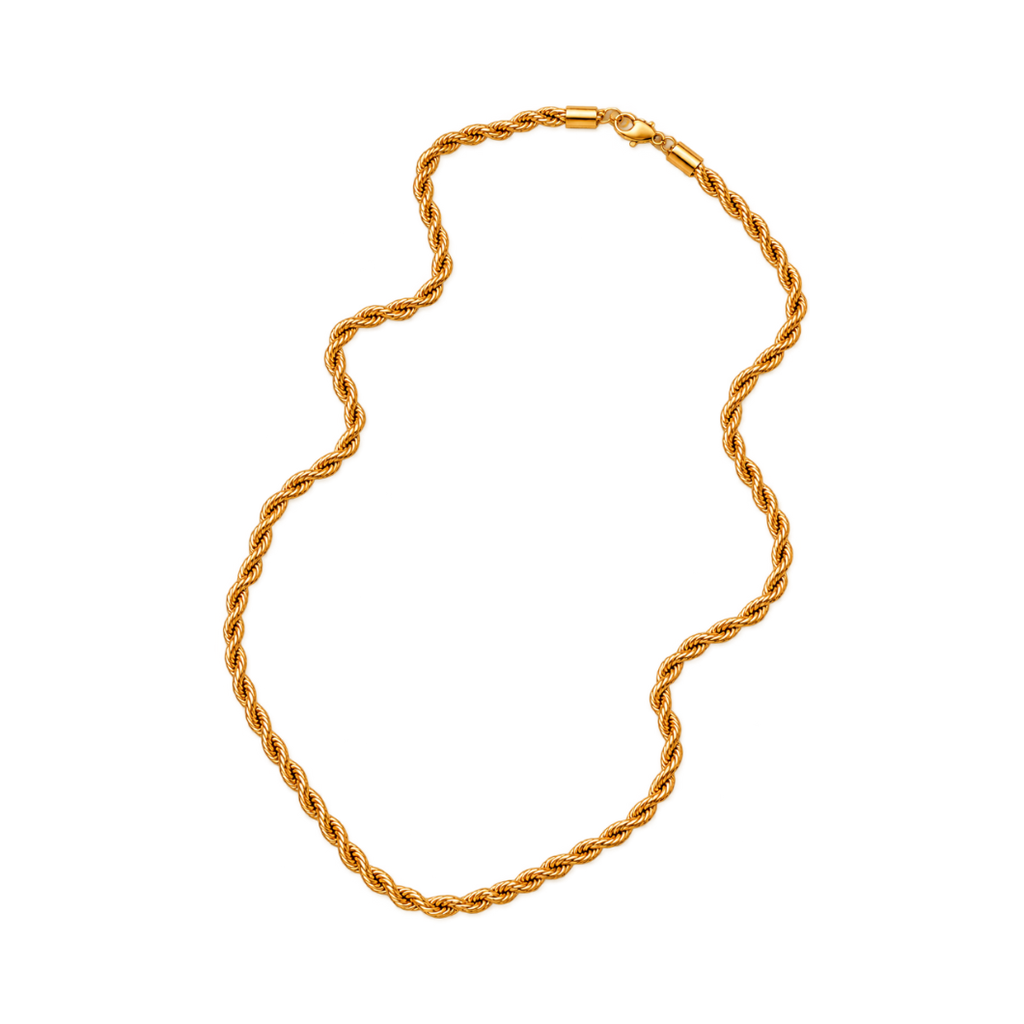 24K Gold-Plated Twisted Rope Chain Necklace