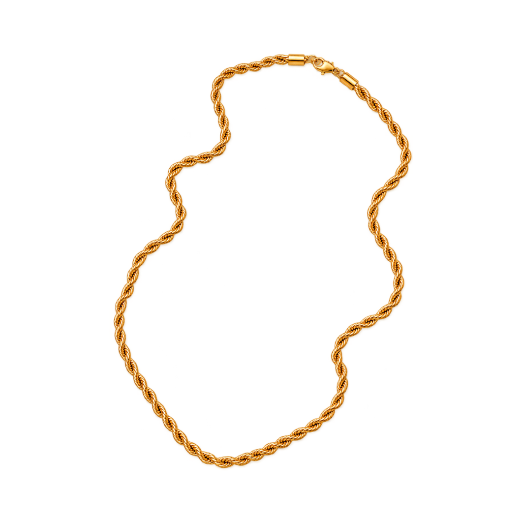 24K Gold-Plated Twisted Rope Chain Necklace