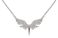 925 Sterling Silver Archangel Michael Necklace with White Stone