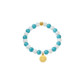 Aquamarine Elastic Bracelet | 24K Lotus Flower Charm