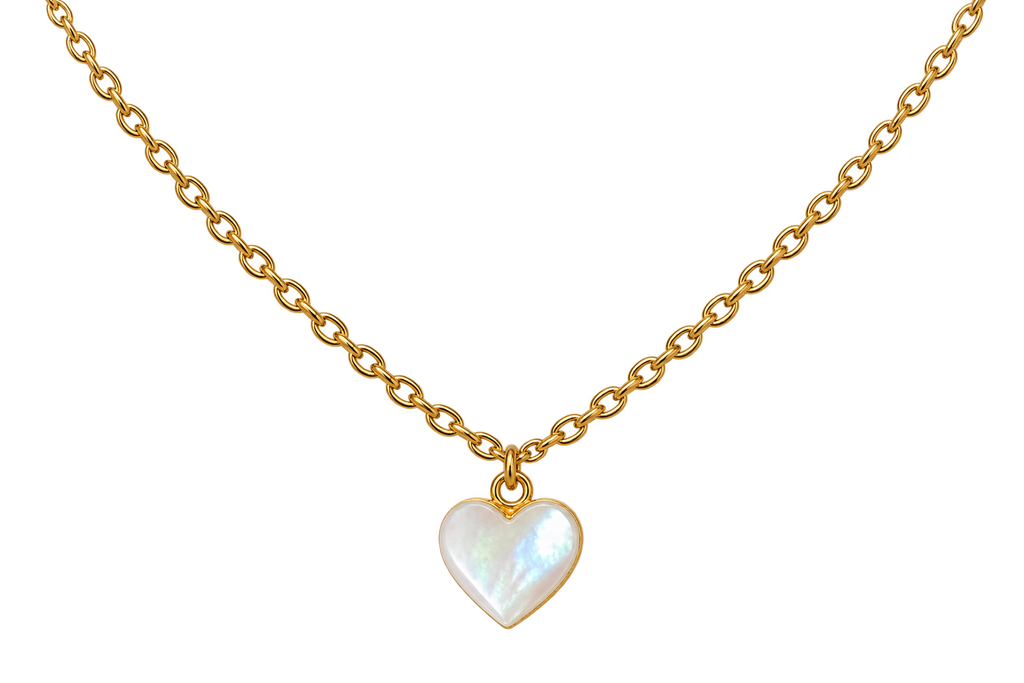 24K Natural Seashell Heart Necklace