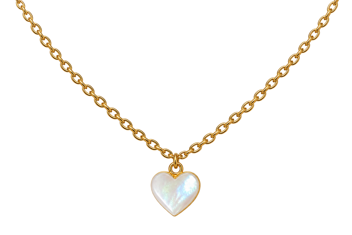 24K Natural Seashell Heart Necklace