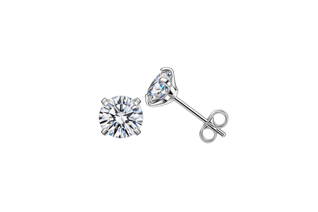 Cubic Zirconia Stainless Steel Ear Studs