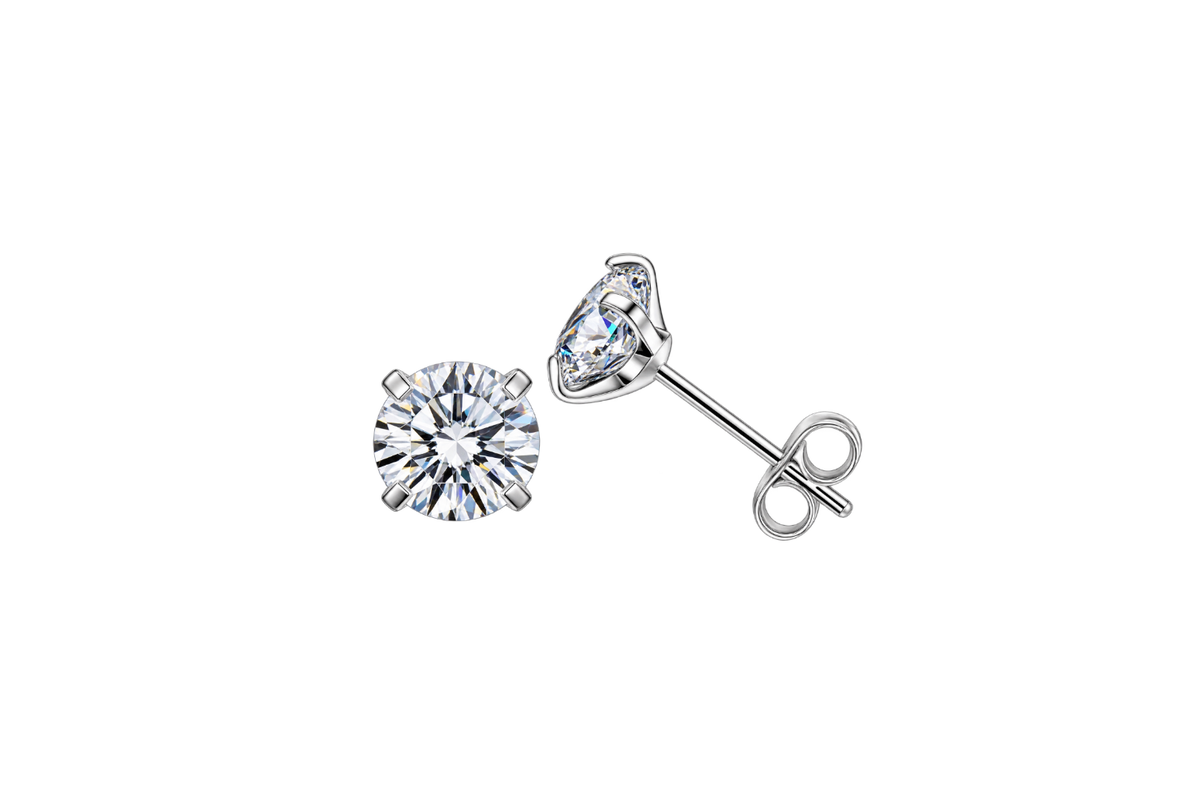 Cubic Zirconia Stainless Steel Ear Studs