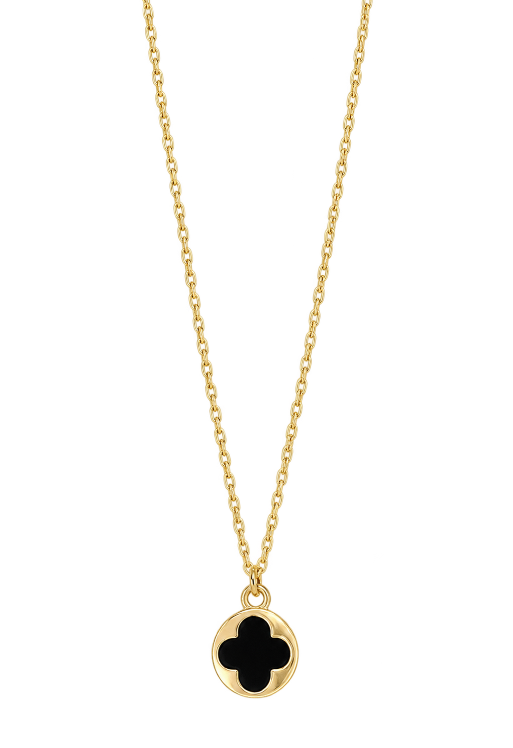 Gold and Black Clover Gold Necklace for Women (Stainless Steel)