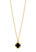 Gold and Black Clover Gold Necklace for Women (Stainless Steel)