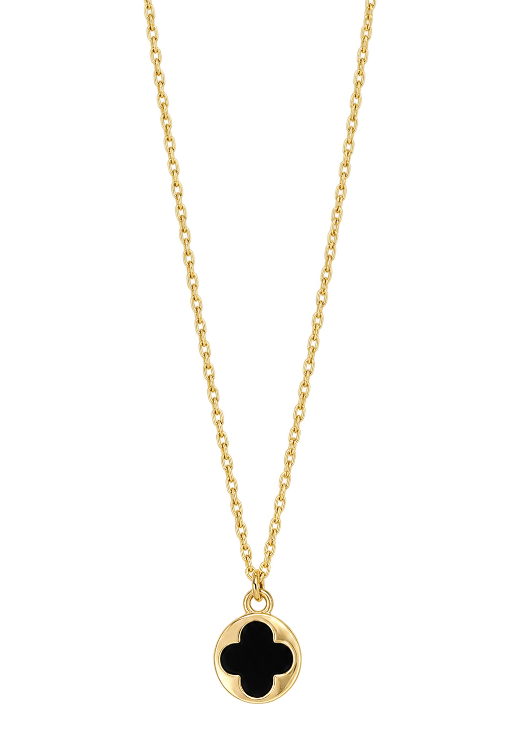 Gold and Black Clover Gold Necklace for Women (Stainless Steel)