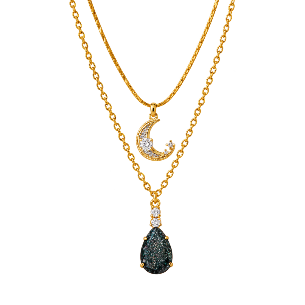 Moon Layered Necklace 18K gold Plated