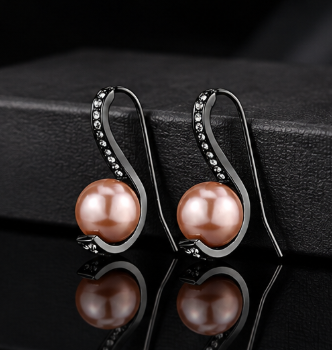 IP Gun Pearl Drop Earring Light Black(Stainless Steel)