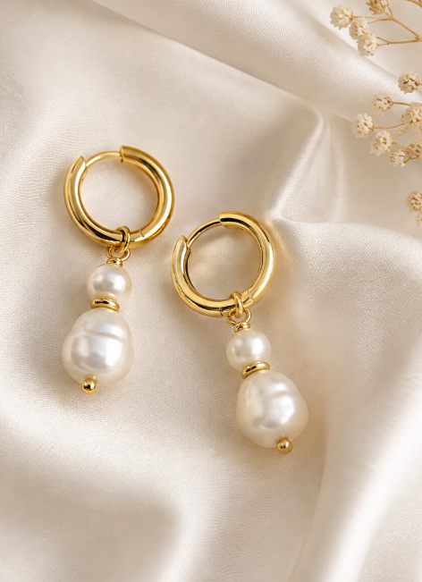 24K Gold-Plated Freshwater Pearl Drop Earrings