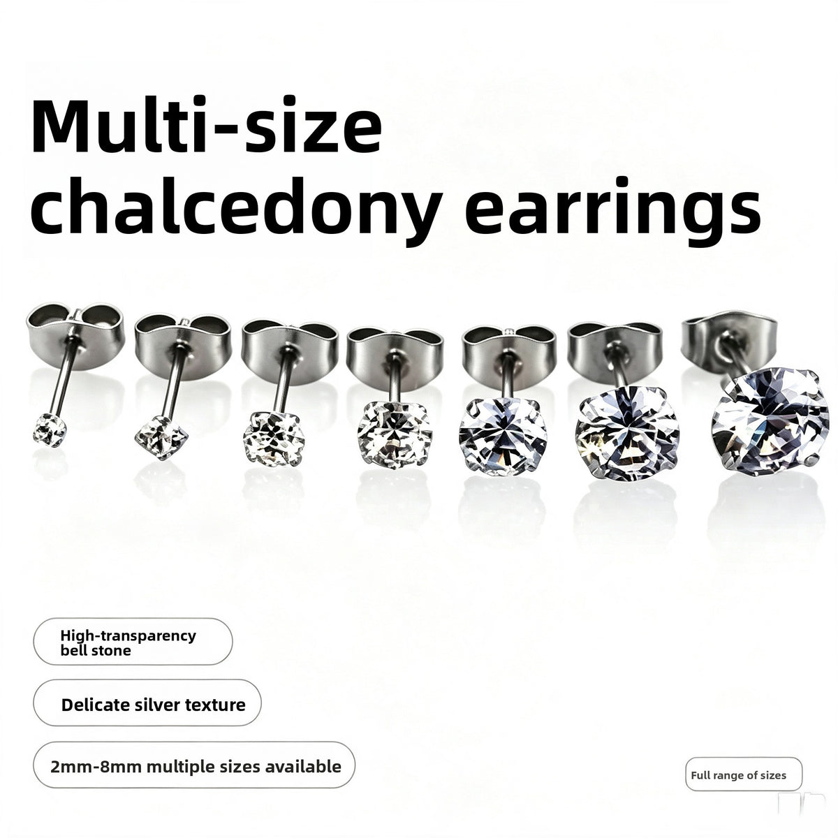 Cubic Zirconia Stainless Steel Ear Studs