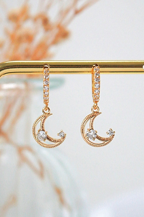 24K Gold-Plated Crescent Moon Earrings