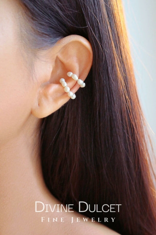 18K Gold-Plated Freshwater Pearl Ear Cuffs