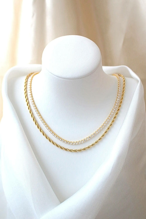 24K Gold-Plated Twisted Rope Chain Necklace