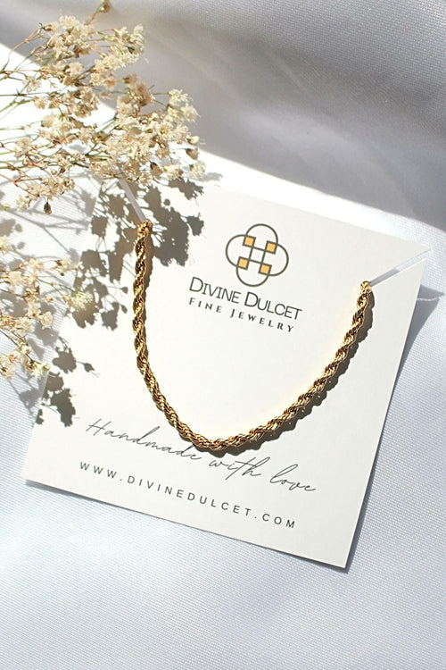24K Gold-Plated Twisted Rope Chain Necklace