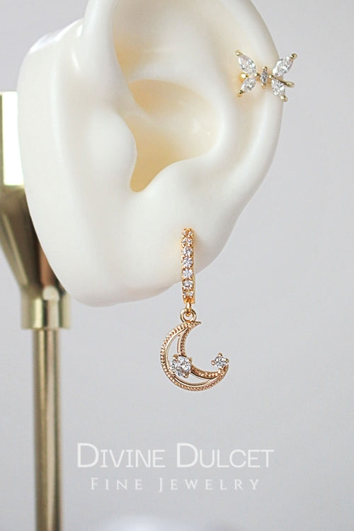 24K Gold-Plated Crescent Moon Earrings