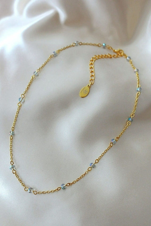18K Gold-Plated Sky Blue Crystal Choker Necklace