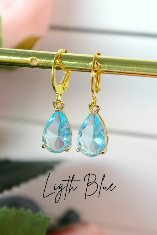 18K Gold-Plated Teardrop Crystal Hoop Earrings