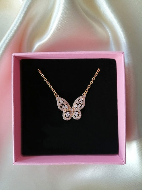 24K Gold-Plated Crystal Butterfly Necklace