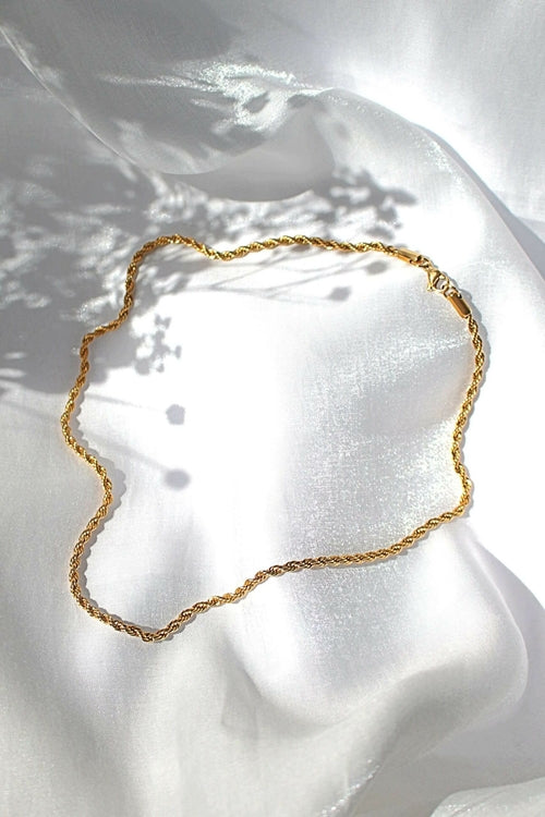24K Gold-Plated Twisted Rope Chain Necklace