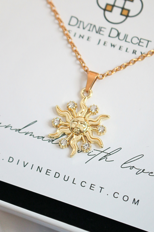 24K Gold-Plated Crystal Sun Necklace