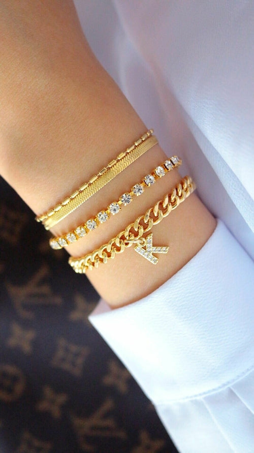 18K Gold-Plated Crystal Tennis Bracelet