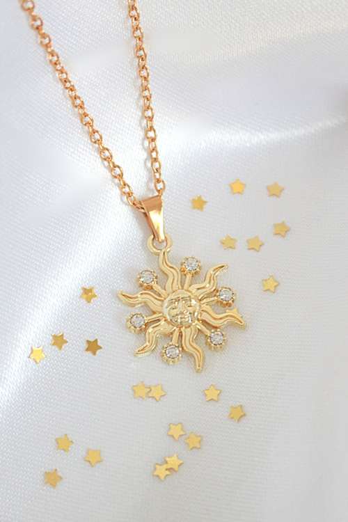 24K Gold-Plated Crystal Sun Necklace