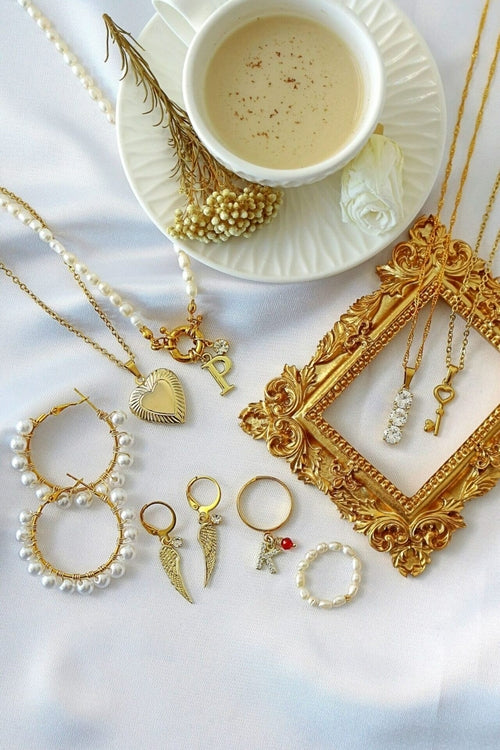 18K Gold Hand Wired Pearl Hoops