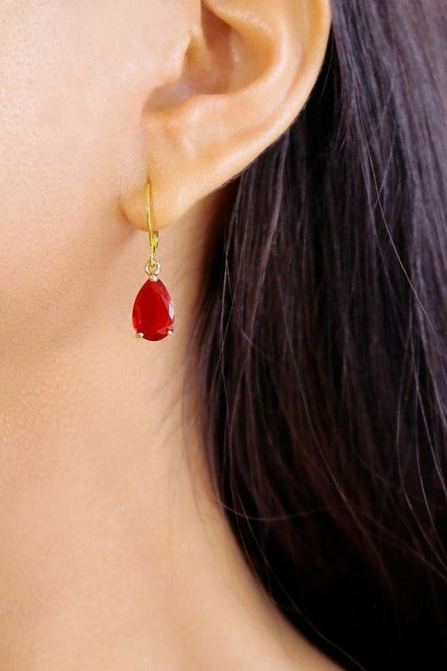 18K Gold-Plated Teardrop Crystal Hoop Earrings