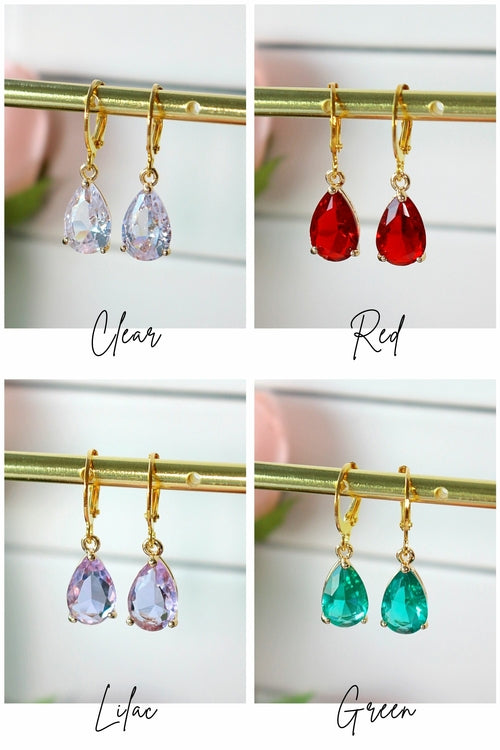 18K Gold-Plated Teardrop Crystal Hoop Earrings